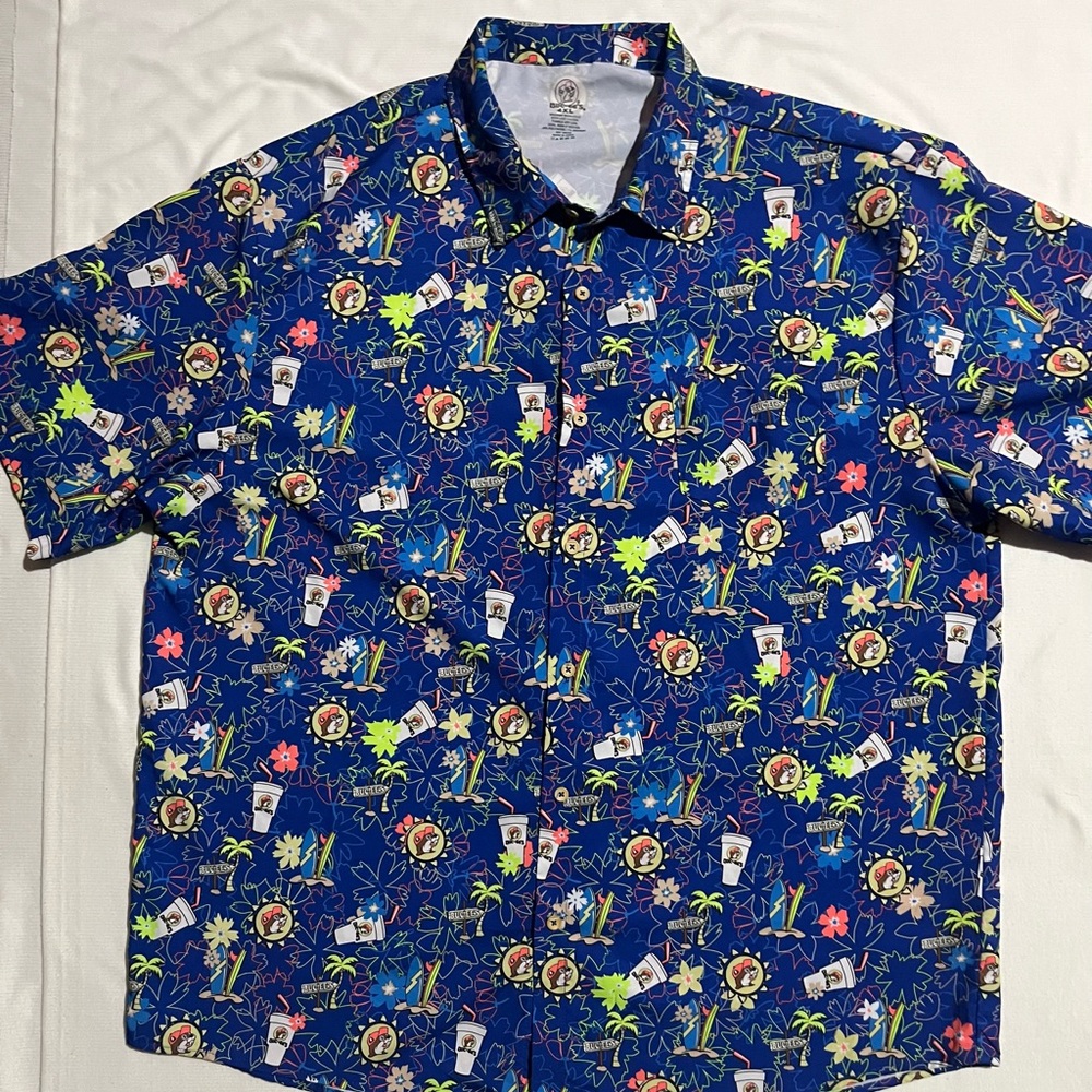 BUC-EE’S Mens Blue (AOP - all over print) Tropical Patterned Shirt 4XL